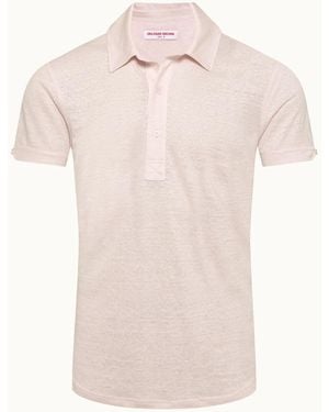 Orlebar Brown Sebastian Linen Polo - Pink