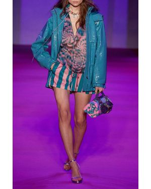 Brandon Maxwell The Scoop Waist Striped Board Short - Multicolor