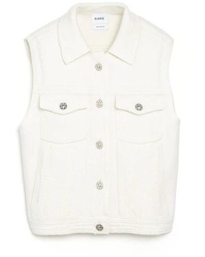 Barrie Oversized Sleeveless Denim Jacket - White