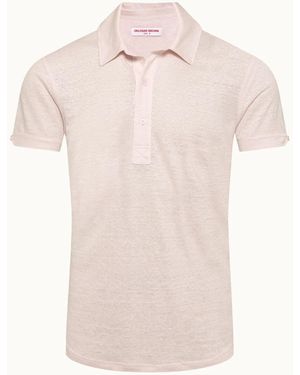 Orlebar Brown Sebastian Linen Polo - Pink