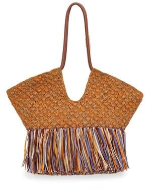Zimmermann Goldentime Medium Fringe Tote - Brown