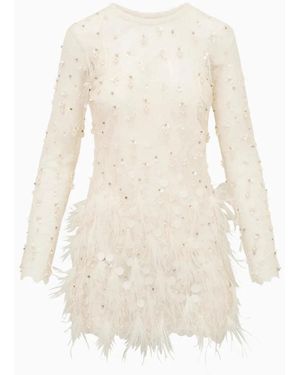 LoveShackFancy Alouetta Embellished Lace Mini Dress - White