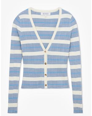 Hevron Pearl Cardigan Stripe - Blue
