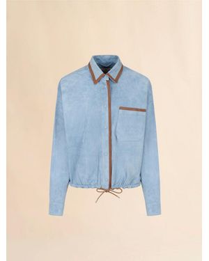 Marni Light Suede Shirt Contrast Trims - Blue