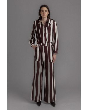 SHANTALL Striped Chic Trouser - Gray