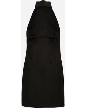 Dolce & Gabbana Short Woolen Dress With Rare Neckline (Final Sale) - Black