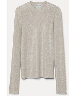 forte_forte Lurex Jersey Roundneck T-Shirt - White