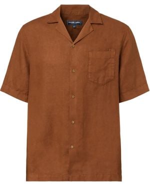 Frescobol Carioca Angelo Gd Linen Ss Shirt - Brown