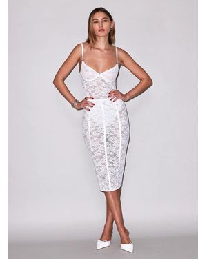 Fleur du Mal Le Stretch Lace Pencil Skirt - White