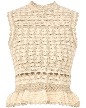 Zimmermann Wanderlust Crochet Ruffled Tank Top - Natural