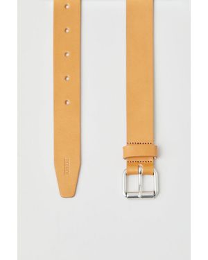 Closed Leather Belt With Metal - White