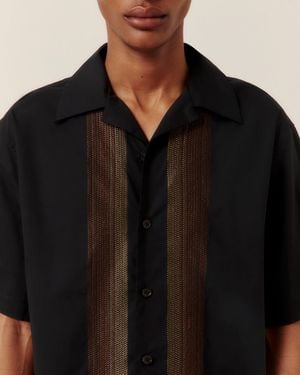 Commas Sun Waves Camp Collar Shirt (Final Sale) - Black