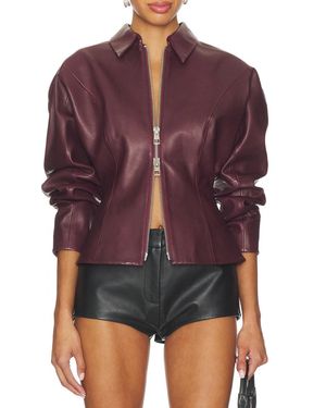 The Sei Fitted Leather Jacket - Purple