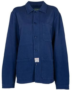 Polo Ralph Lauren Ls Vintage Moleskin Chore Jacket With Chest Pocket - Blue