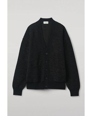 Johnstons of Elgin Cardigan Plaited Textured Vee - Black