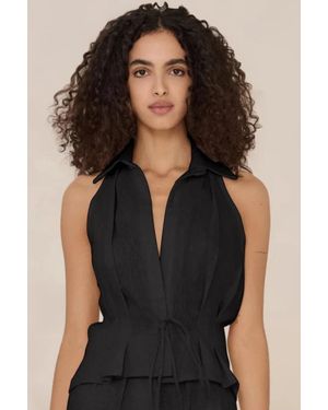 Hevron Sloan Linen Vest - Black