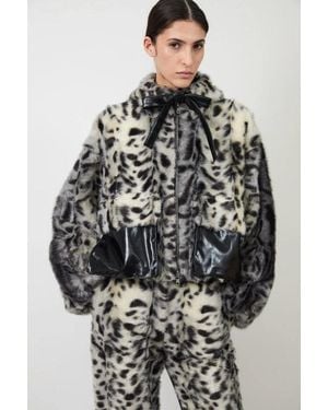AKNVAS Hesse Faux Fur Leopard Jacket - Gray