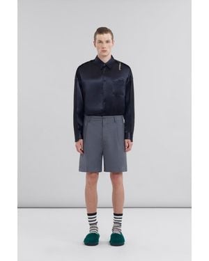 Marni Wool Tailored Shorts With Front Crease (Final Sale) - Blue