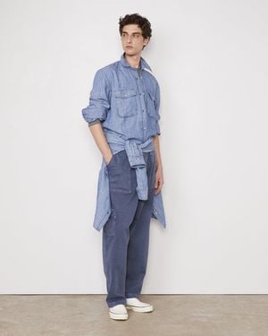 Officine Generale Garris Chambray Cotton Linen - Blue