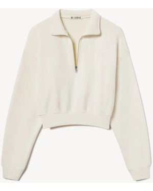 ÉTERNE Cropped Half-Zip Sweatshirt - Natural