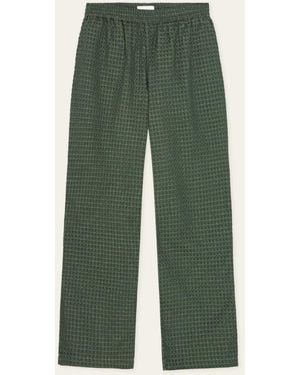 Les Deux Check Seersucker Casual Pants - Green