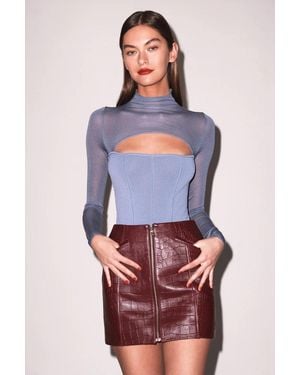 Fleur du Mal Croco Leather Skirt - Red