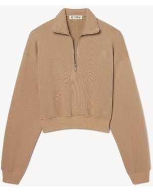 ÉTERNE Cropped Half-Zip Sweatshirt - Natural