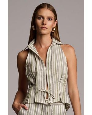 Hevron Sloan Striped Vest - Brown