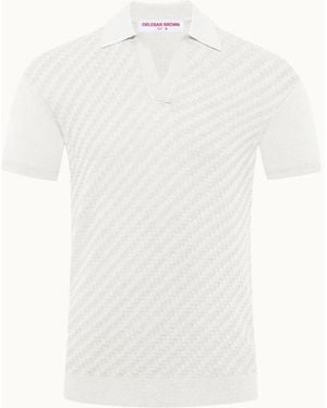 Orlebar Brown Horton 2-Tone Jacquard Polo - White