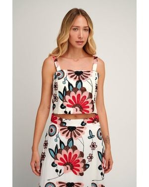 Pearl & Caviar Embroidered Crop Top (Final Sale) - White