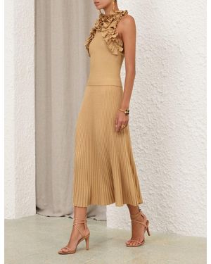 Zimmermann Luna Metallic Midi Skirt - Natural