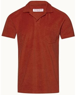 Orlebar Brown Terry Toweling Polo Canela - Red
