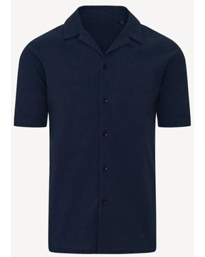 Patrick Assaraf Seersucker Cotton Stretch Shirt - Blue