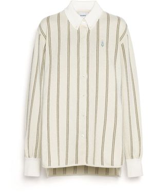 Barrie Ladies Ls Shirt Oxford Wide Stripe (Final Sale) - Natural
