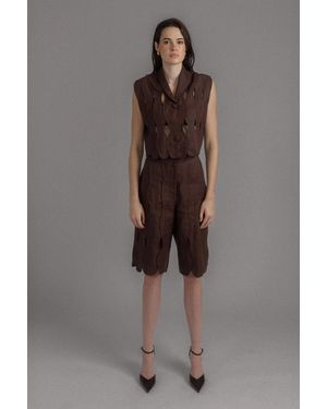 SHANTALL Linen Bermuda Shorts - Brown
