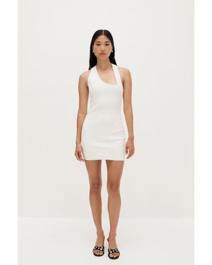 Ziah Asymmetric Racer Slip Dress - White