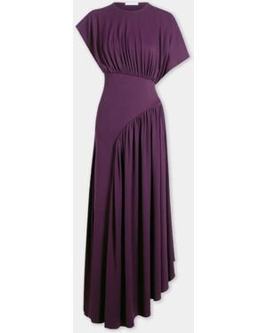 Rabanne Long Asymmetrical Dress With Ruched Details - Purple