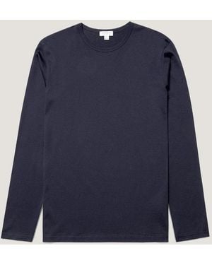 Sunspel Long Sleeve Classic T‑Shirt - Blue