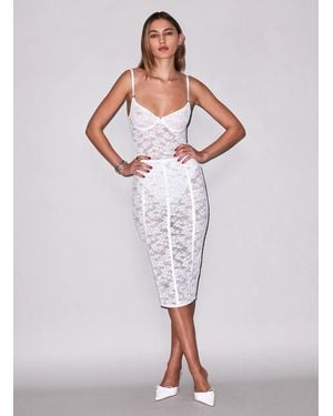 Fleur du Mal Le Stretch Lace Pencil Skirt - White