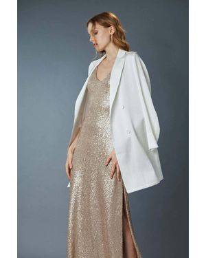 CHARLOTTA GANDOLFO Silk Suit Jacket - Blue
