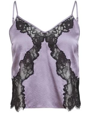 Fleur du Mal Juliet Lace Silk Cami - Purple