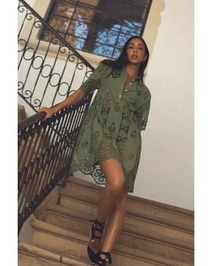 Miguelina Elle Tropical Mini Dress - Green