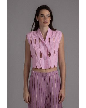SHANTALL Irregular Assembled Crop Top - Purple