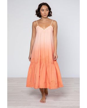 Juliet Dunn Ombre Dyed Poplin V Neck Midi Dress (Final Sale) - Pink