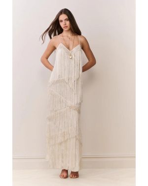 LoveShackFancy Delphi Fringe Lace Gown - Natural