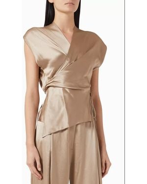 The Sei Drop Sleeve Wrap Blouse - Natural