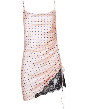 Fleur du Mal Silk Ruched Dress Dots - White