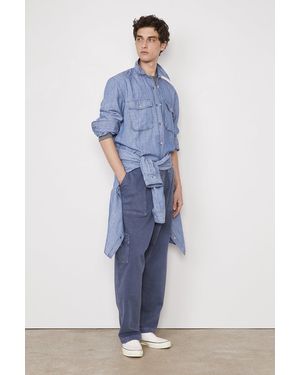 Officine Generale Garris Chambray Cotton Linen - Blue
