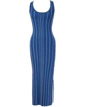 Hevron Rose Knit Dress (Final Sale) - Blue