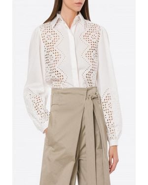 Alberta Ferretti Button Down Shirt With Sangallo Embroidery (Final Sale) - White